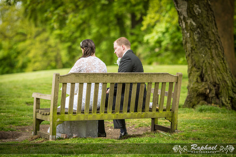 wedding-photographer-london-park-kenwood-house-bench